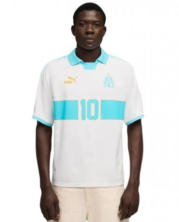 Maillot Olympique Marseille KING Rétro Blanc Bleu 2026